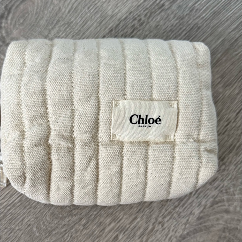 Chloe Cream Quilted Cosmetic Bag
